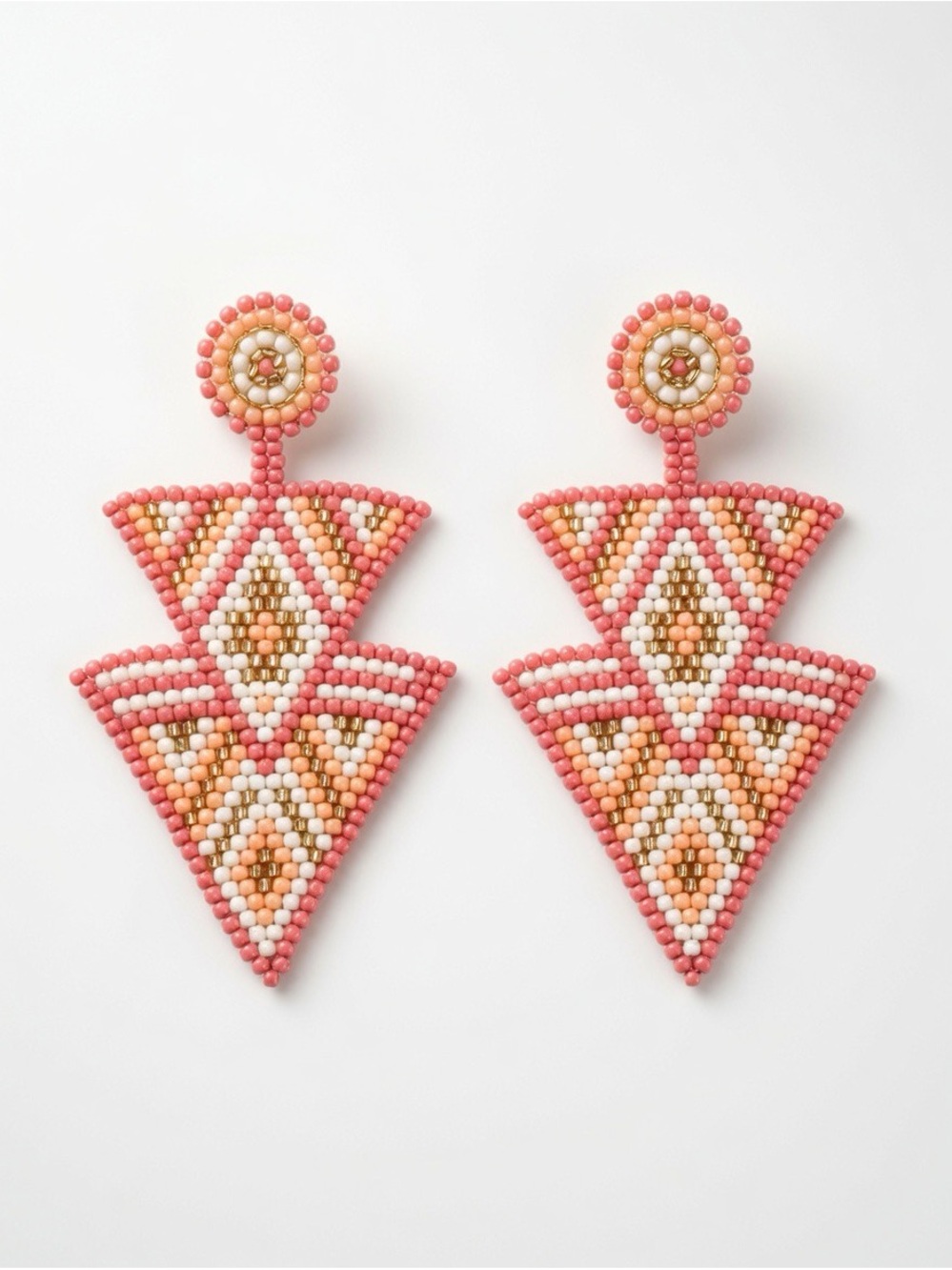 Japan Miyuki Drop Earrings Beach jewelry pink peach gold 2 inch new